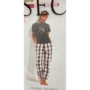 Victoria's Secret XXL Flannel Tee-Jama Pajama‎ Set Red Black Plaid Sleepwear